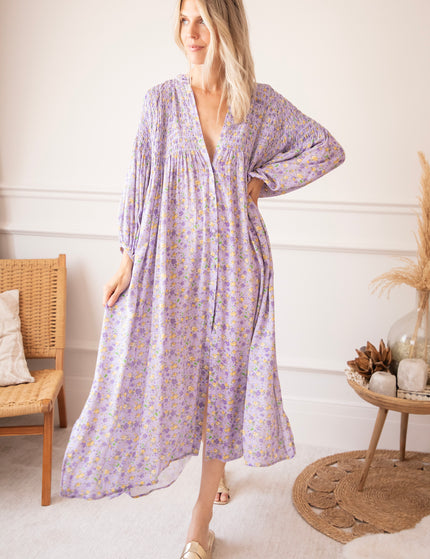 Joyce Bloom Lila/Yellow - Maxi Jurk