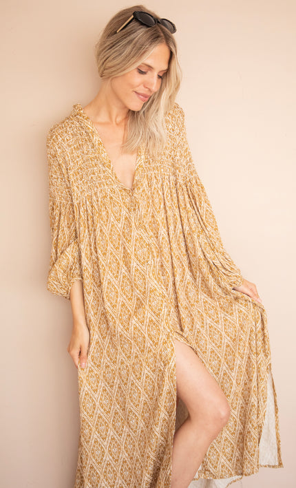 Joyce Shape Mustard - Maxi Dress