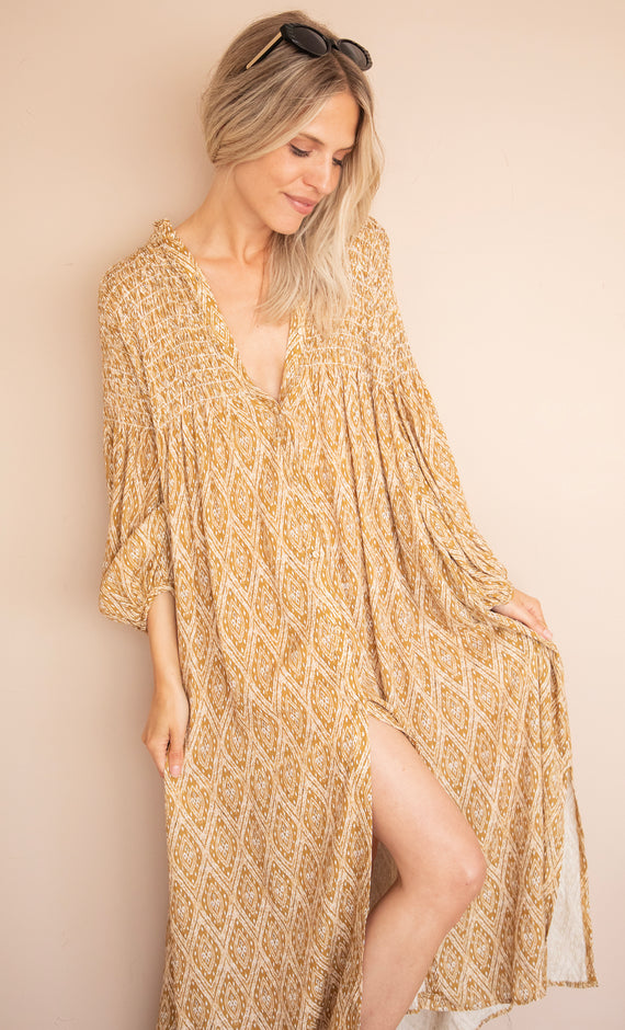 Joyce Shape Mustard - Maxi Dress