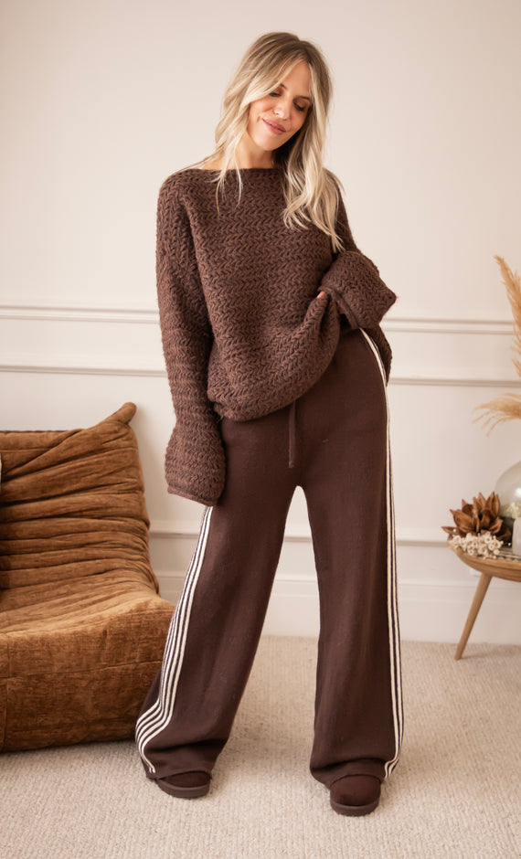 Hose - Soft Side Stripe - Braun