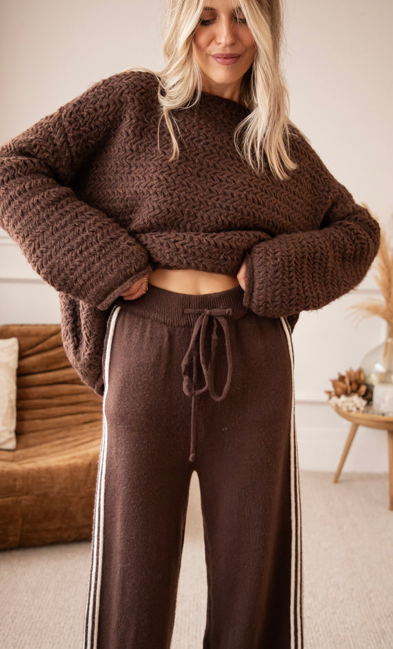 Hose - Soft Side Stripe - Braun