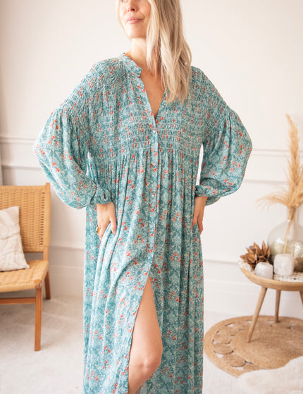 Joyce Bloom Blue/Red - Maxi Jurk