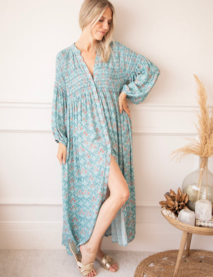 Joyce Bloom Blue/Red - Maxi Jurk