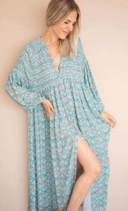 Joyce Bloom Blue/Red - Maxi Jurk
