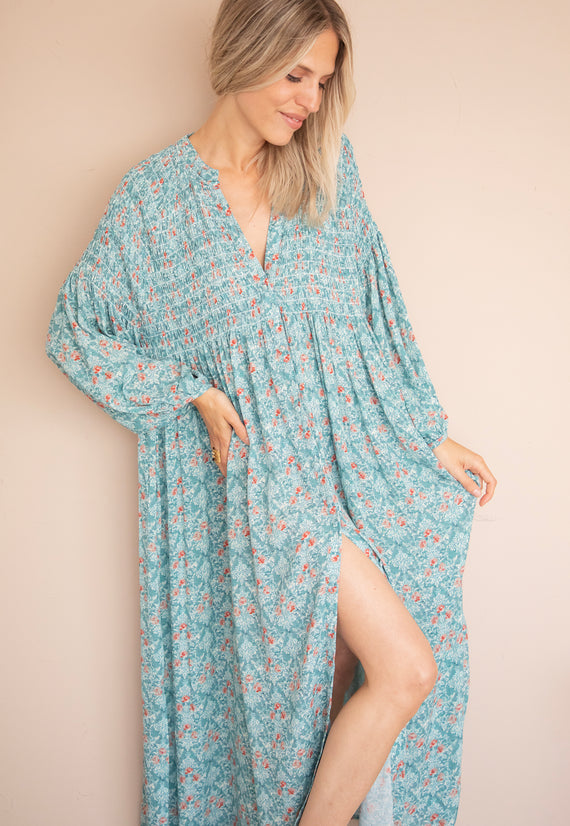 Joyce Bloom Blue/Red - Maxi Dress