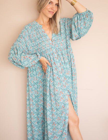 Joyce Bloom Blue/Red - Maxi Jurk