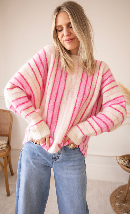 Pullover - Mood Booster - Beige/Rosa