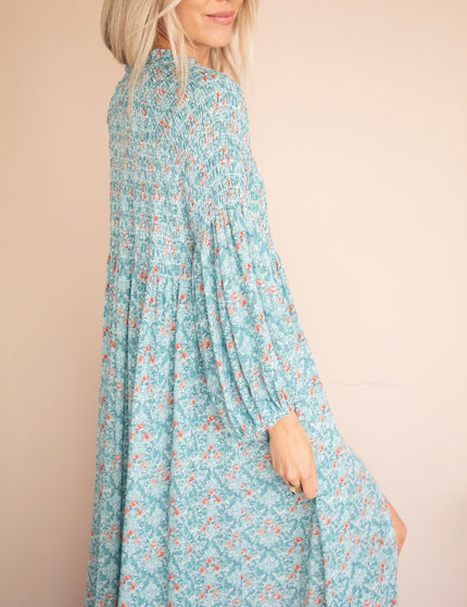 Joyce Bloom Blue/Red - Maxi Jurk
