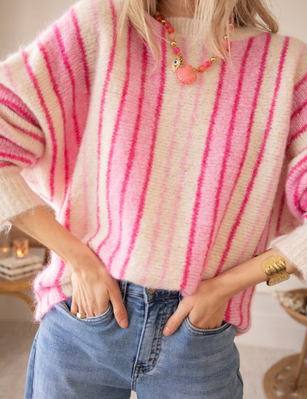 Pullover - Mood Booster - Beige/Rosa