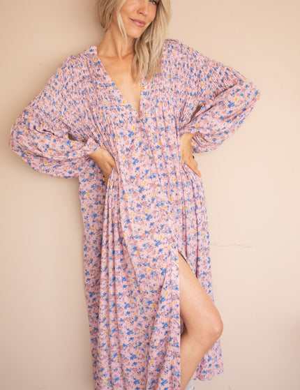 Joyce Bloom Soft Pink/Blue - Maxi Jurk