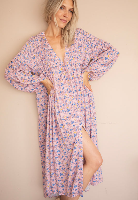 Joyce Bloom Soft Pink/Blue - Maxi Dress