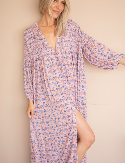 Joyce Bloom Soft Pink/Blue - Maxi Jurk