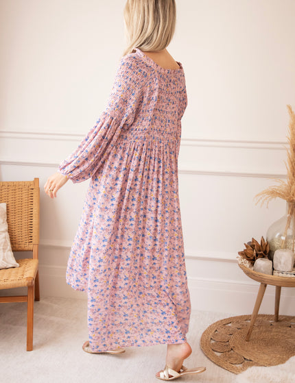 Joyce Bloom Soft Pink/Blue - Maxi Jurk