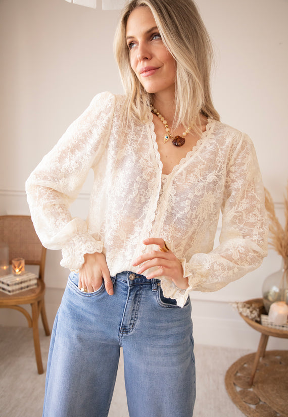 Douce Fleur Beige - Blouse