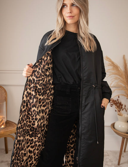 Long Bomber Reversible Black/Leo - Coat