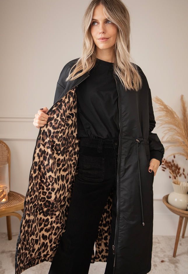 Long Bomber Reversible Black/Leo - Coat