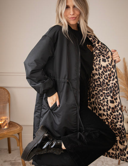 Long Bomber Reversible Black/Leo - Coat