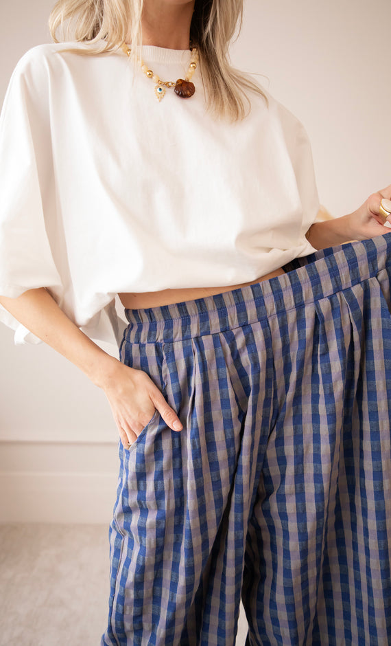 Candy Check Dark Blue - Broek