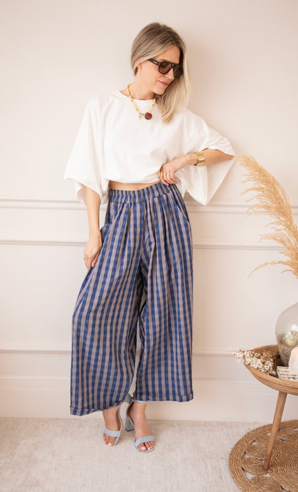 Candy Check Dark Blue - Broek