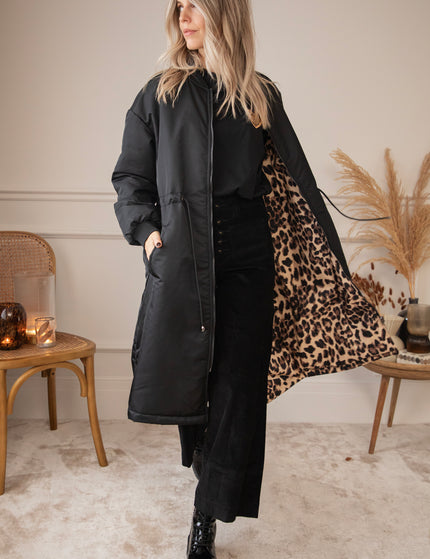 Long Bomber Reversible Black/Leo - Coat