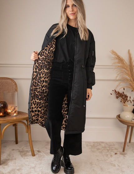 Long Bomber Reversible Black/Leo - Coat