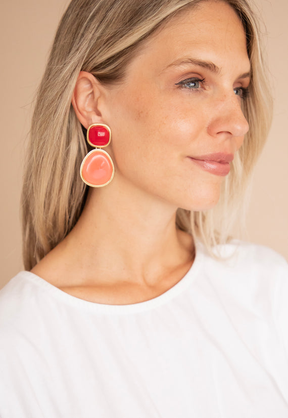 Lunara Raspberry/Coral - Earrings