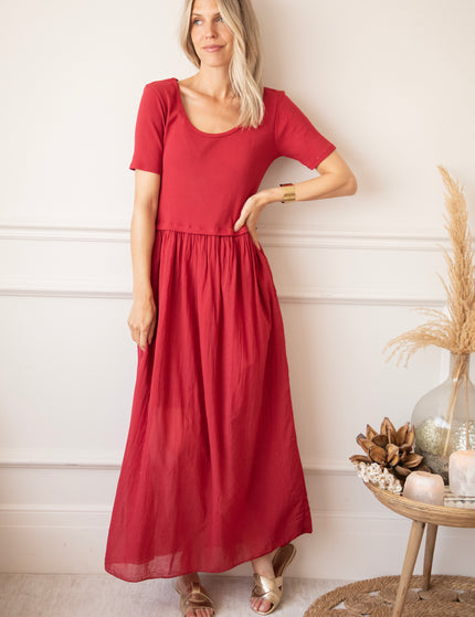 Soraya Short Sleeve Raspberry - Maxi Jurk