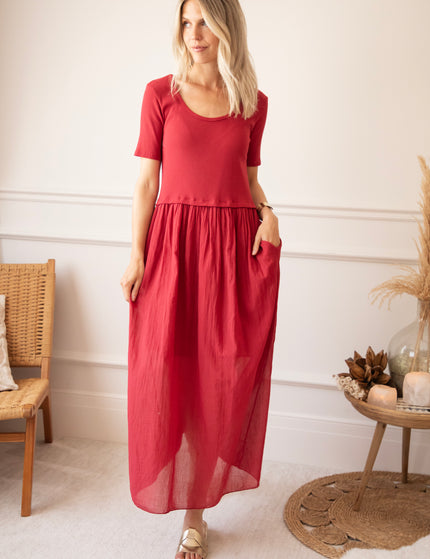 Soraya Short Sleeve Raspberry - Maxi Jurk