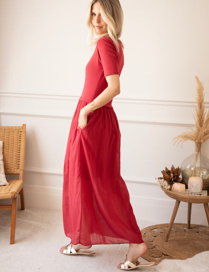 Soraya Short Sleeve Raspberry - Maxi Jurk