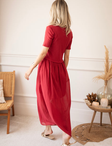 Soraya Short Sleeve Raspberry - Maxi Jurk