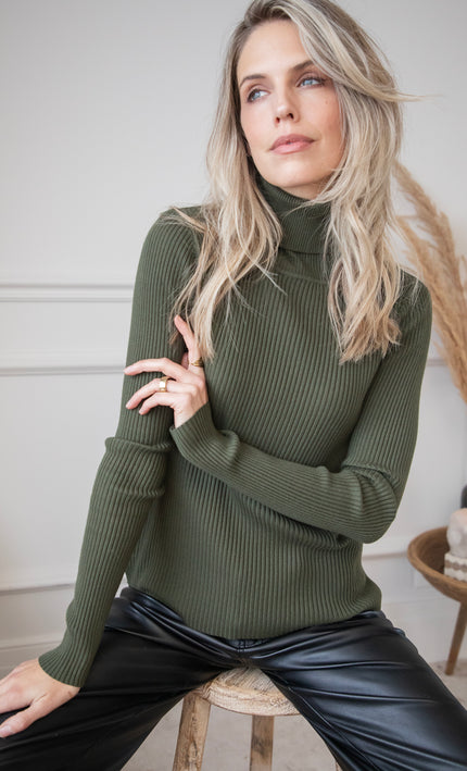 Maxime Turtle Neck Kaki - Sweater