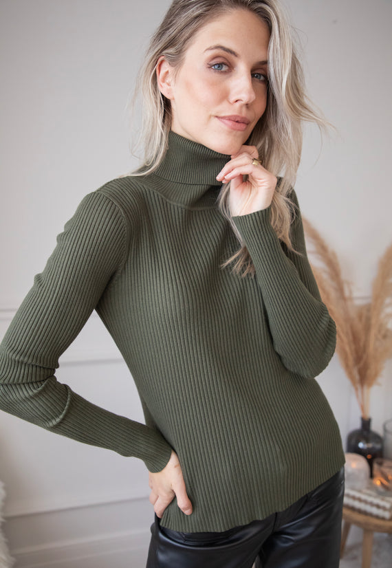 Maxime Turtle Neck Kaki - Sweater