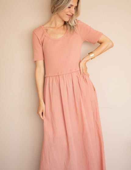Soraya Short Sleeve Powder Pink - Maxi Jurk