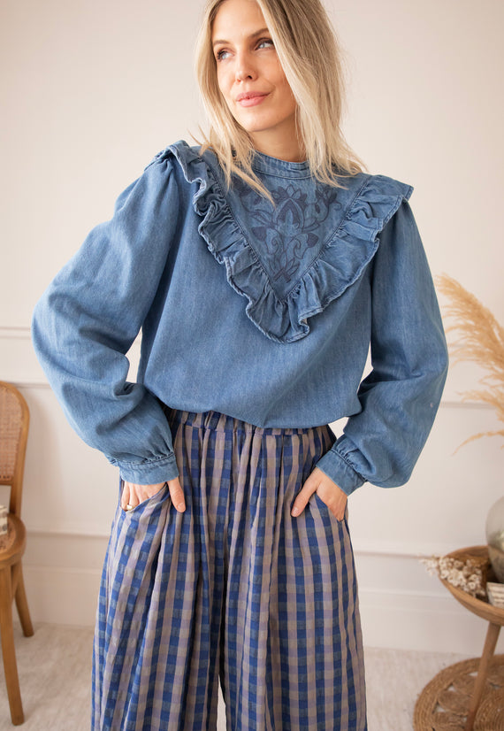 Jeany Ruche Blue - Blouse