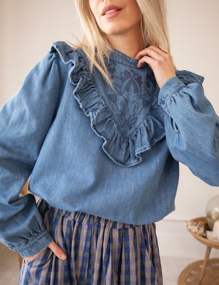 Jeany Ruche Blue - Blouse 