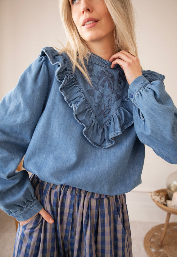 Jeany Ruche Blue - Blouse 