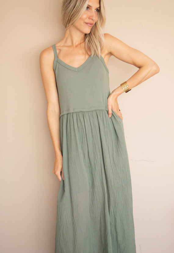 Soraya Strap Kaki - Maxi Jurk