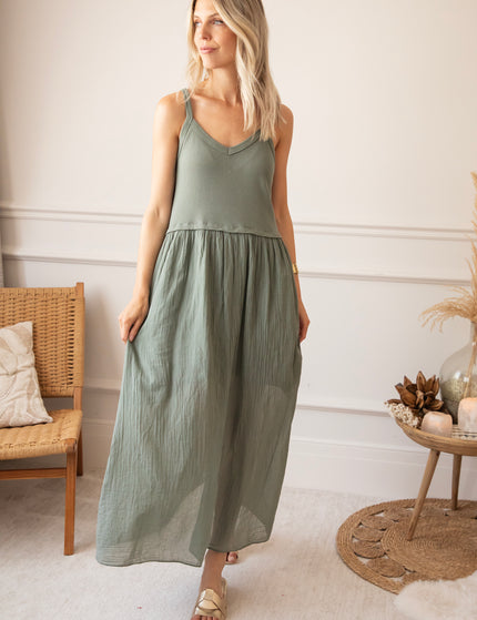 Soraya Strap Kaki - Maxi Jurk