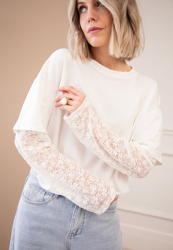 Base & Lace Off White - Longsleeve