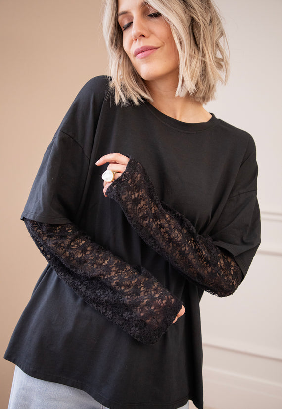 Base & Lace Black - Longsleeve