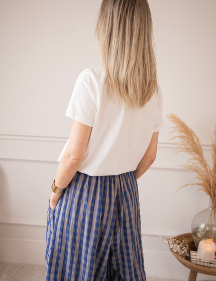 Checkered Beating Heart White/Blue - T-Shirt