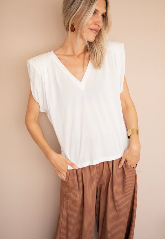 Elly Epaulettes White - Top