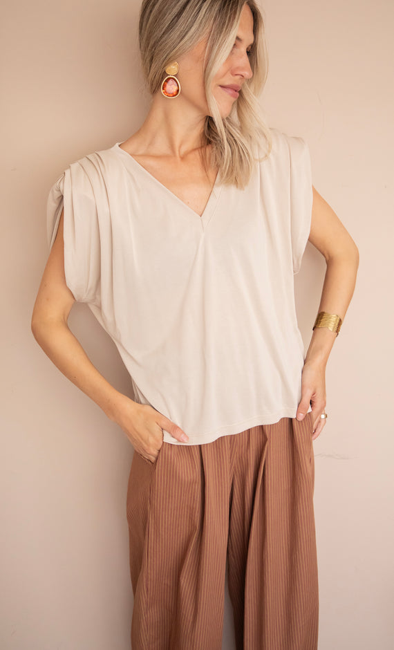 Elly Epaulettes Café Au Lait - Top