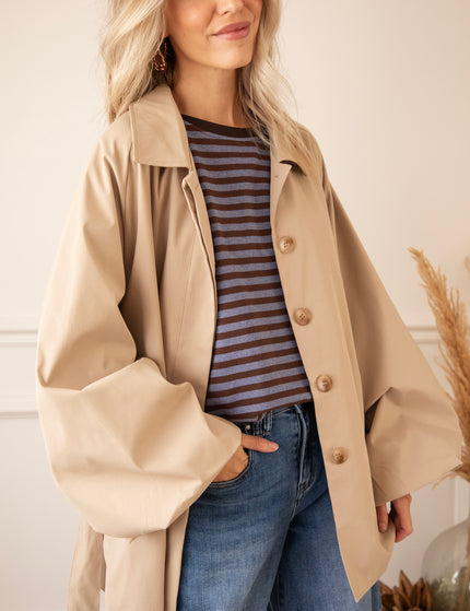 Langarmshirt - Sadie Stripe - Kakao/Blau
