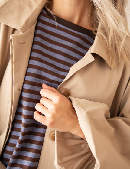 Langarmshirt - Sadie Stripe - Kakao/Blau