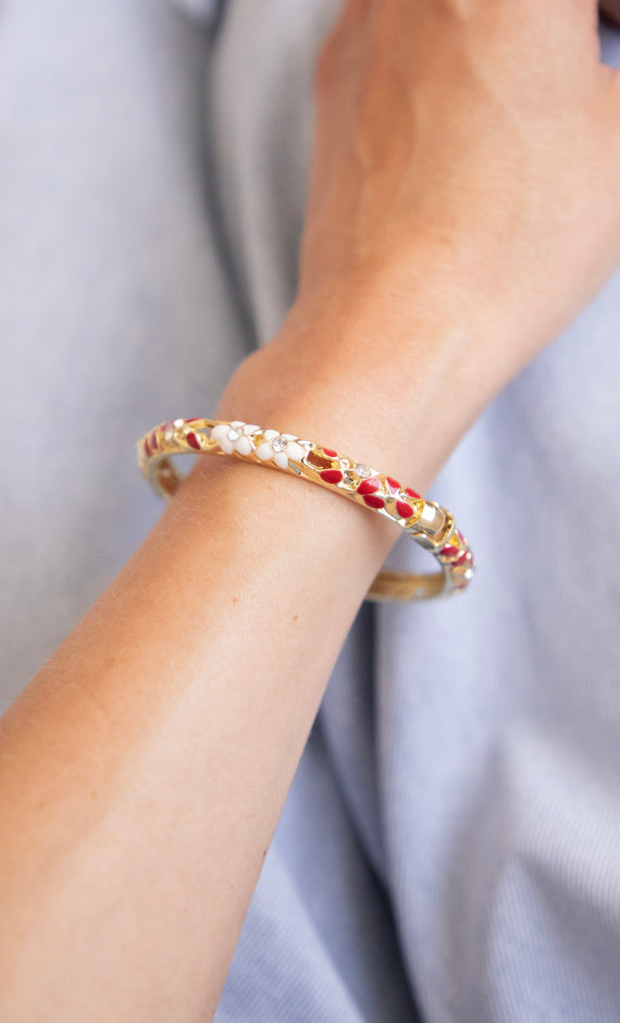 Armband - Bloom Bangle - Bordeaux/Weiß