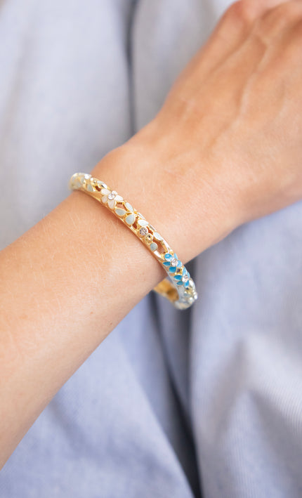 Bloom Bangle Soft Blue/White - Bracelet