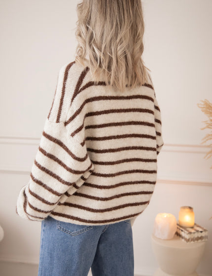 Samantha Stripe Beige/Choco - Vest