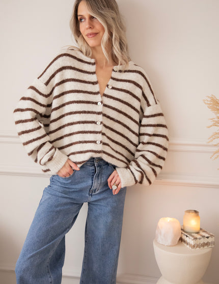 Samantha Stripe Beige/Choco - Vest