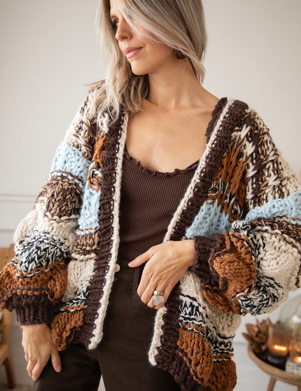Chunky Shades Brown/Beige - Cardigan
